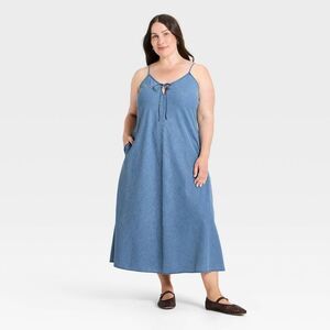 Women's Chambray Maxi Sundress - Universal Thread Blue XXL